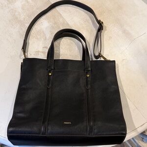 Fossil Kingston leather shoulder bag in black